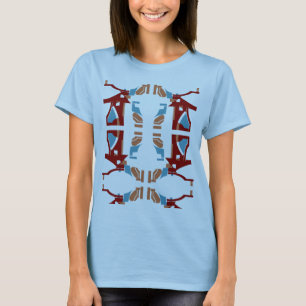 Burgundy Tan Blue Abstract Mediterranean-inspired T-Shirt