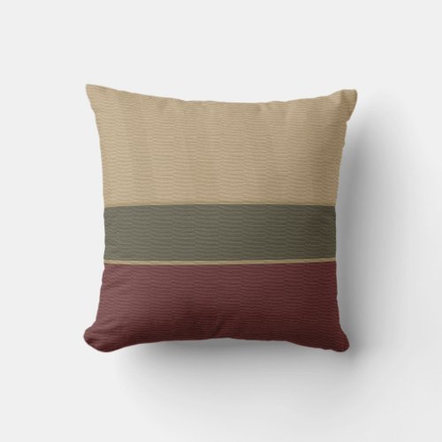 Burgundy Tan Colorblock Pattern Throw Pillow