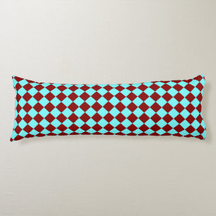Burgundy Teal Checker Diamond Pattern Body Pillow
