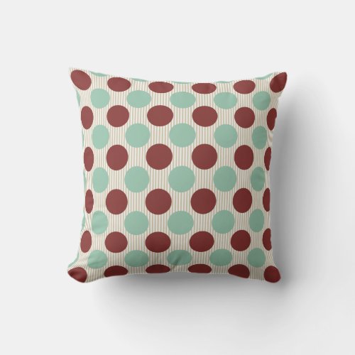 Burgundy  Teal Dots Throw Pillow