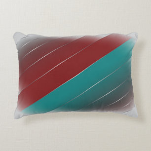 Burgundy teal on gray accent pillow