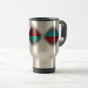 Burgundy teal on gray travel mug