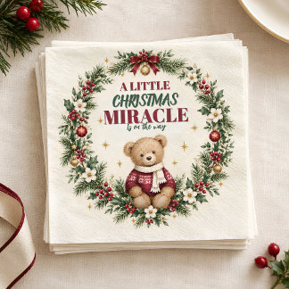 Burgundy Teddy Bear Christmas Baby Shower Napkins