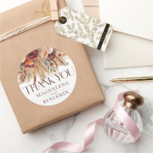 Burgundy Terracotta Fall Florals Pampas Thank You