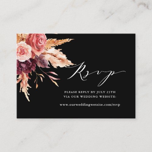 Burgundy Terracotta Flowers Wedding Website RSVP  Enclosure Card