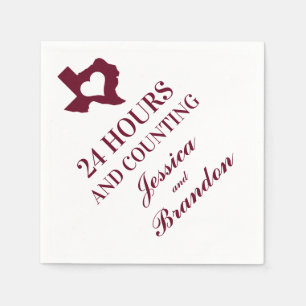 Burgundy Texas Rehearsal Dinner 24 Hours To Go Napkins