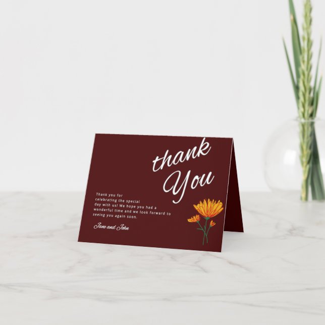 Burgundy Thank You Cards (Front)