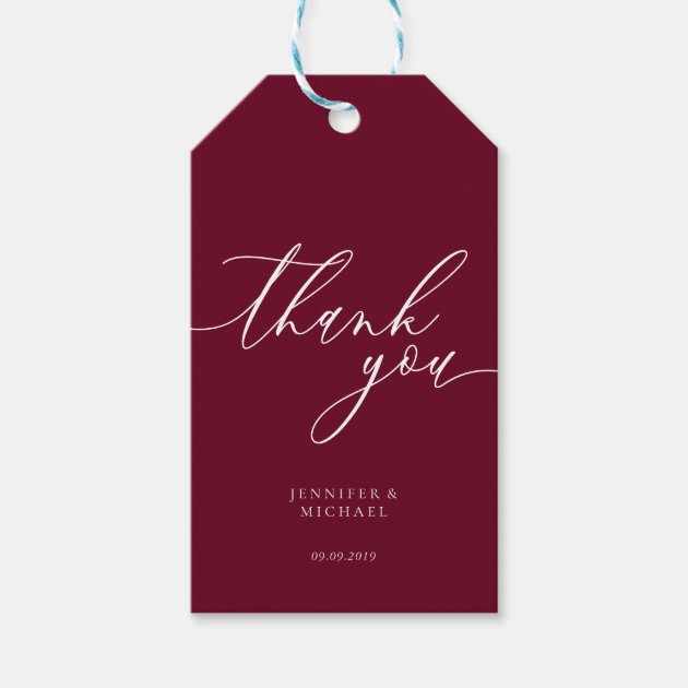 Burgundy Thank You Simple Gift Tags