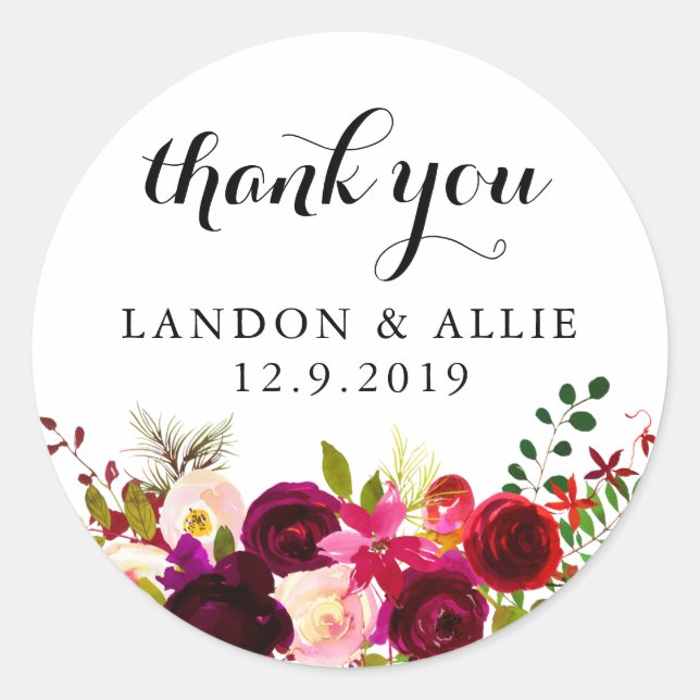 Burgundy Thank You | Sticker (Front)