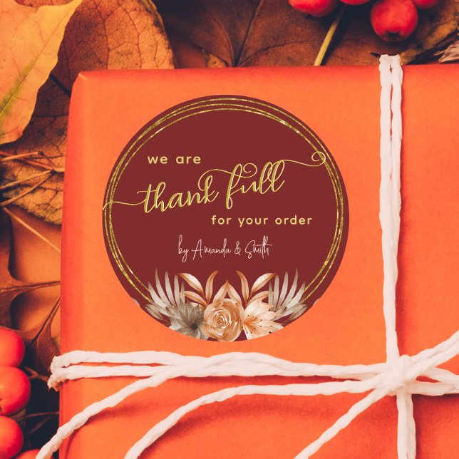 Burgundy Thanksgiving Business customers stickers  (Creator Uploaded)