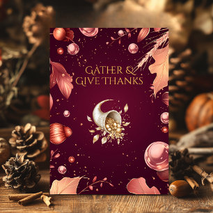 Burgundy Thanksgiving with Cornucopia & Copper Invitation