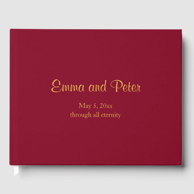 Burgundy "Through All Eternity" Minimalist Wedding Guest Book (Front)