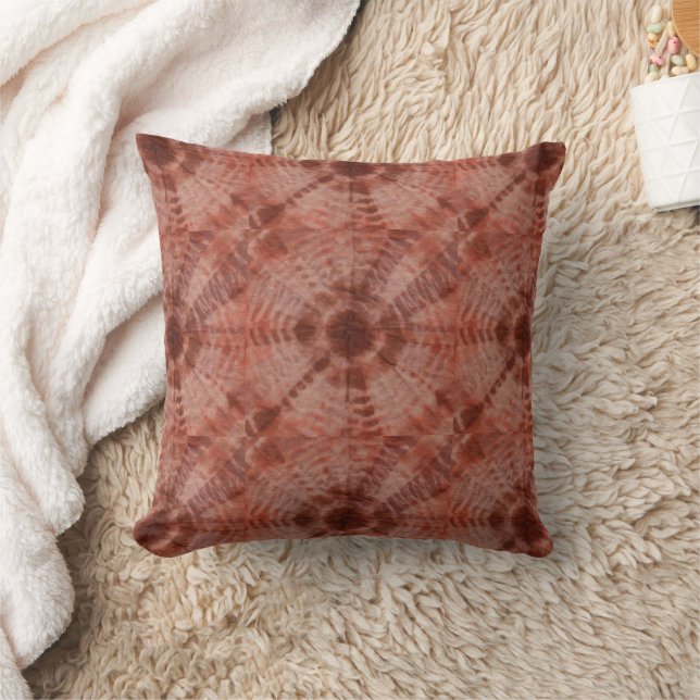Burgundy Tie Dye Traditional Pattern Style  Throw Pillow (Blanket)