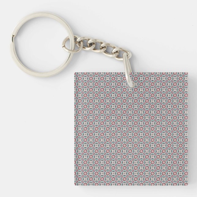 Burgundy Tile Pattern Keychain (Front)