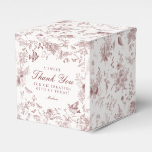Burgundy Toile De Jouy Floral Dessert Favor Boxes