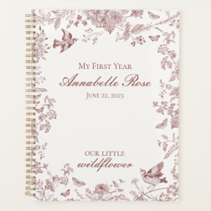 Burgundy Toile Jouy Vintage Floral My First Year Planner