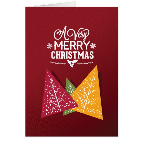 Burgundy Tri-Color Christmas Trees Card