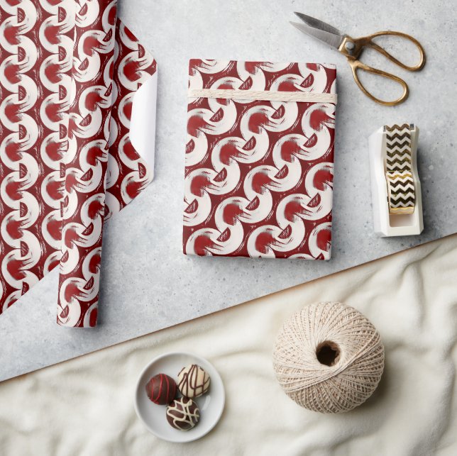 Burgundy Tubular Pattern Wrapping Paper (Crafts)