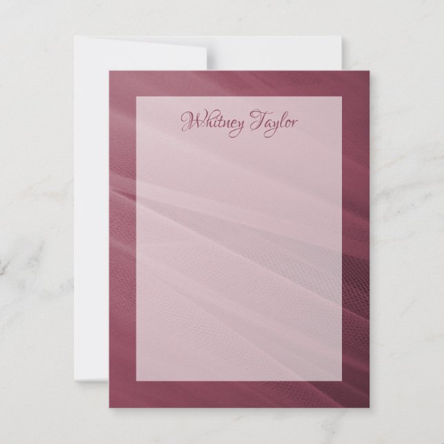 Burgundy Tulle Texture Note Card (Front)