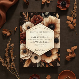Burgundy Twilight Floral Romance Wedding Invitation