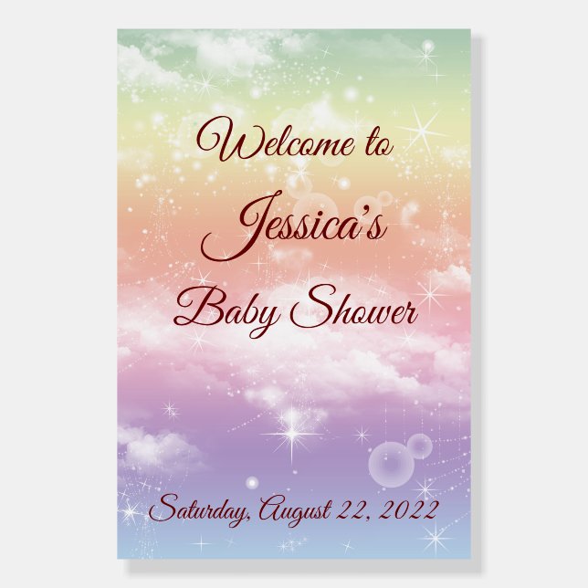 Burgundy Twinkle Twinkle Little Star Baby Shower Foam Board (Front)