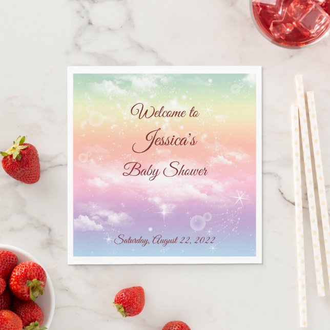 Burgundy Twinkle Twinkle Little Star Baby Shower Napkins (Insitu)