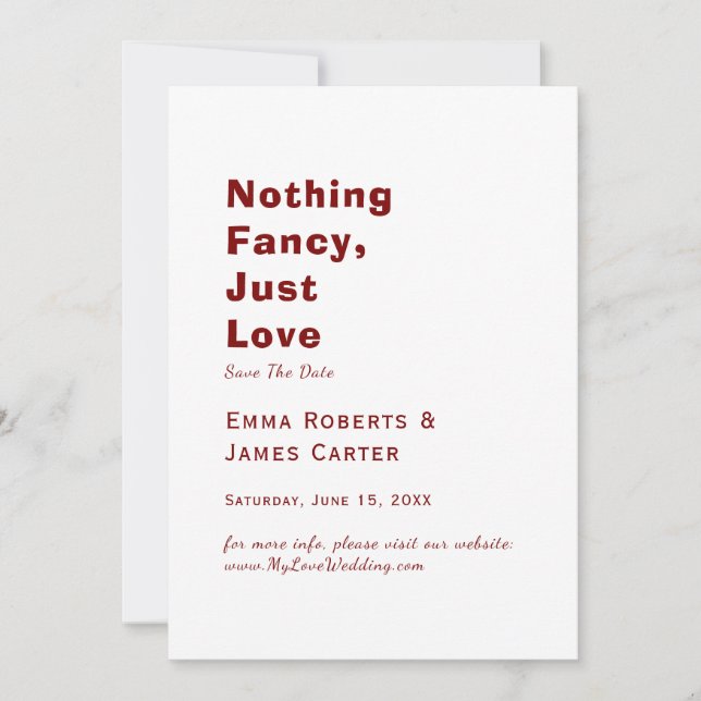 Burgundy Typography Save the Date (Front)