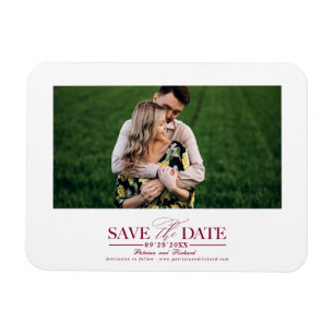 Burgundy Typography Wedding Save The Date Photo Magnet