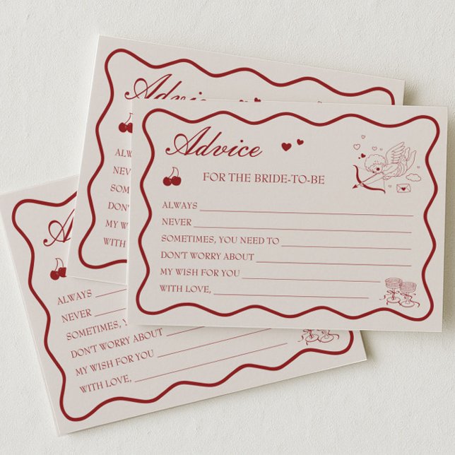 Burgundy Valentine Bridal Shower Advice Card (Creator Uploaded)