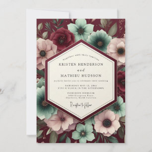 Burgundy Velvet Bloom Wedding Invitation