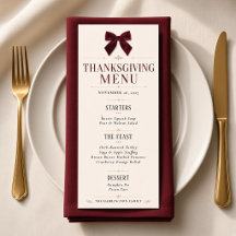 Burgundy Velvet Bow Thanksgiving Dinner