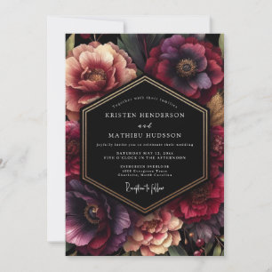 Burgundy Velvet Floral Wedding Invitation