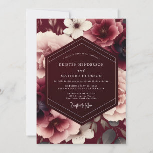 Burgundy Velvety Autumnal Wedding Invitation