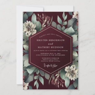 Burgundy Verdant Botanical Dream Wedding Invitation