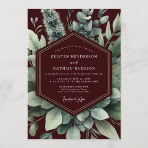 Burgundy Verdant Botanical Wedding Invitation