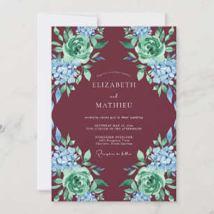 Burgundy Verdant Floral Wedding Invitation