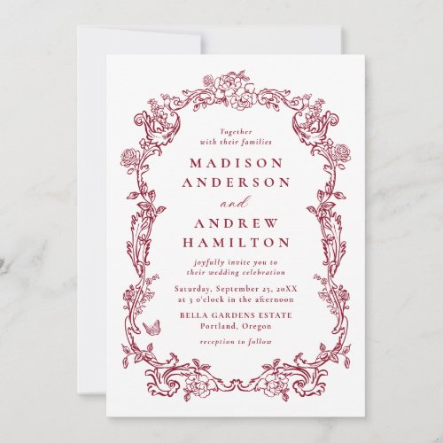 Burgundy Victorian Floral All in One Wedding