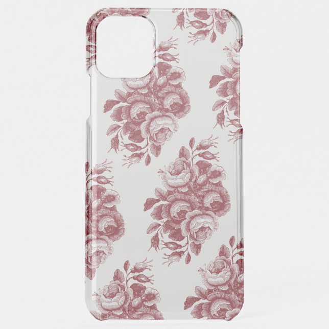 Burgundy Vintage Boho Rose Pattern Uncommon iPhone Case (Back)