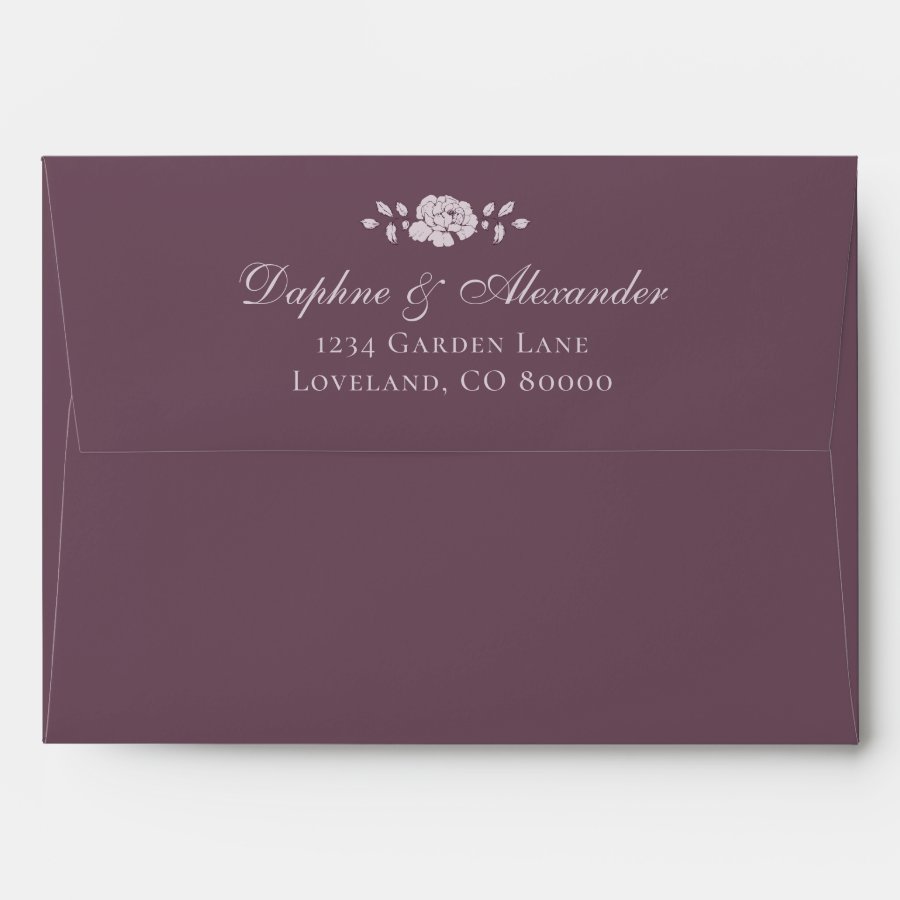 Burgundy Vintage Botanical Wedding Envelope