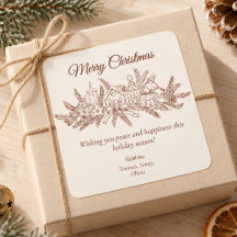 Burgundy Vintage Christmas Line Art