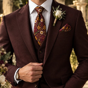 Burgundy Vintage Floral Luxury Autumn Wedding Bandana