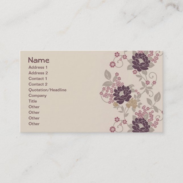 Burgundy Vintage Floral Wallpaper Business Card (Front)