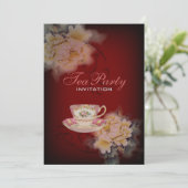 burgundy vintage peony floral Wedding tea party Invitation (Standing Front)