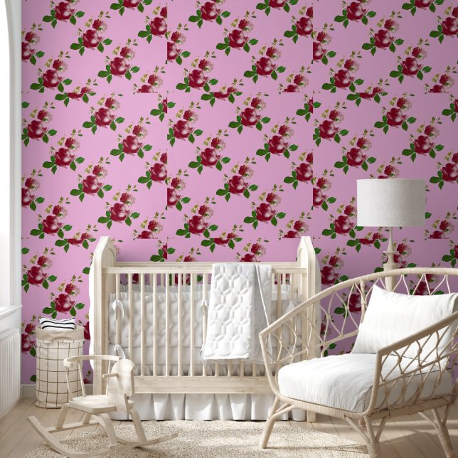 burgundy  vintage roses wallpaper  (Kids)