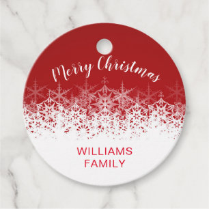 Burgundy vintage snowflake merry christmas favor tags