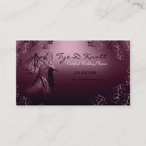 Burgundy Vintage Wedding Planner Business Card