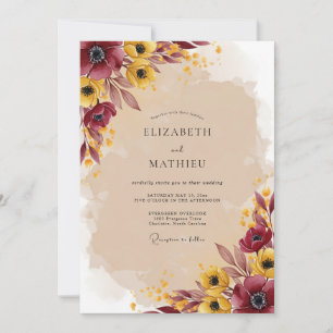 Burgundy Vivid Autumnal Wedding Invitation