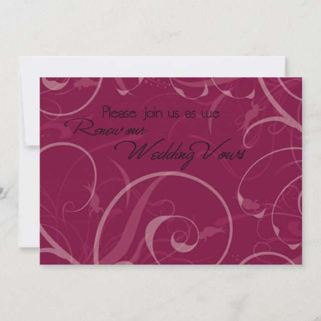 Burgundy Vow Renewal Ceremony Invitation Card (Front)