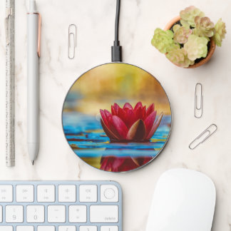 Burgundy Water Lily Wireless Charger