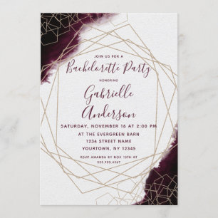 Burgundy Watercolor Bachelorette Party Invitation